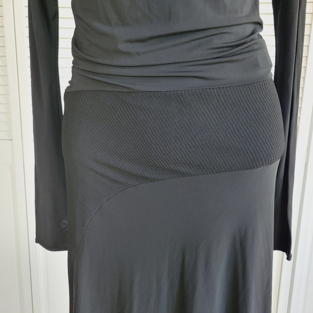 PACO RABANNE stretchy black midi with asymmetrical hemline thumb holeNWT! - Picture 5 of 15